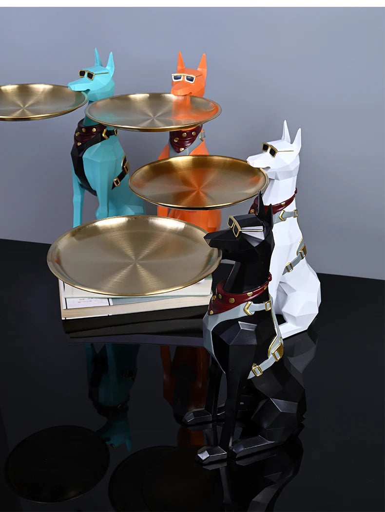 Design Tray dog Statue Butler Tray for Key Box Home Ornaments Animal Figurines Office Decoration Resin dog Sculpture decor Rooms