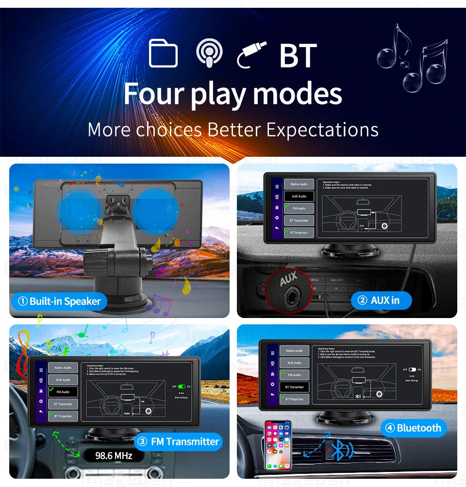 Imagebon 10.26 Inch Android 13 8 Core Rearview Mirror Camera CarPlay & Android Auto Dash Cam 5G WiFi Bluetooth GPS Navigation