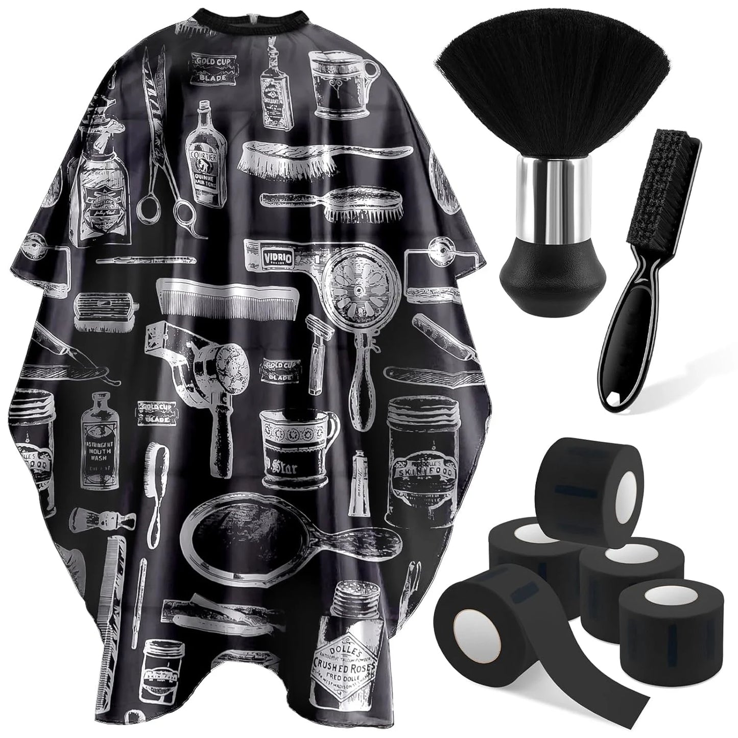 Professional Barber's Tools 3/8-Piece Set Hair Cutting Cape Neck Duster Hair Brush–Premium Salon Haircut Styling Accessories