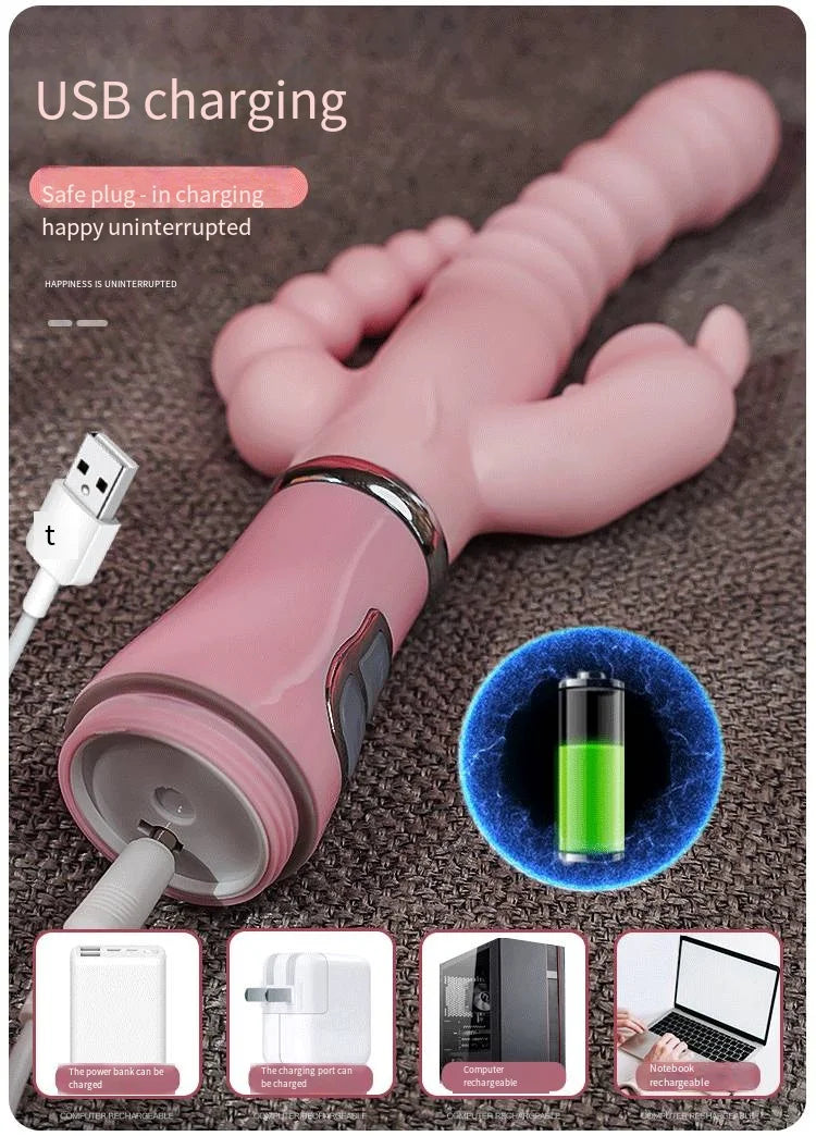 LicklIp 3 In 1 Dildo Rabbit Vibrator Tongue Licking Double Rod Masturbation Anal Clit Vibrator Sex Toys for Women
