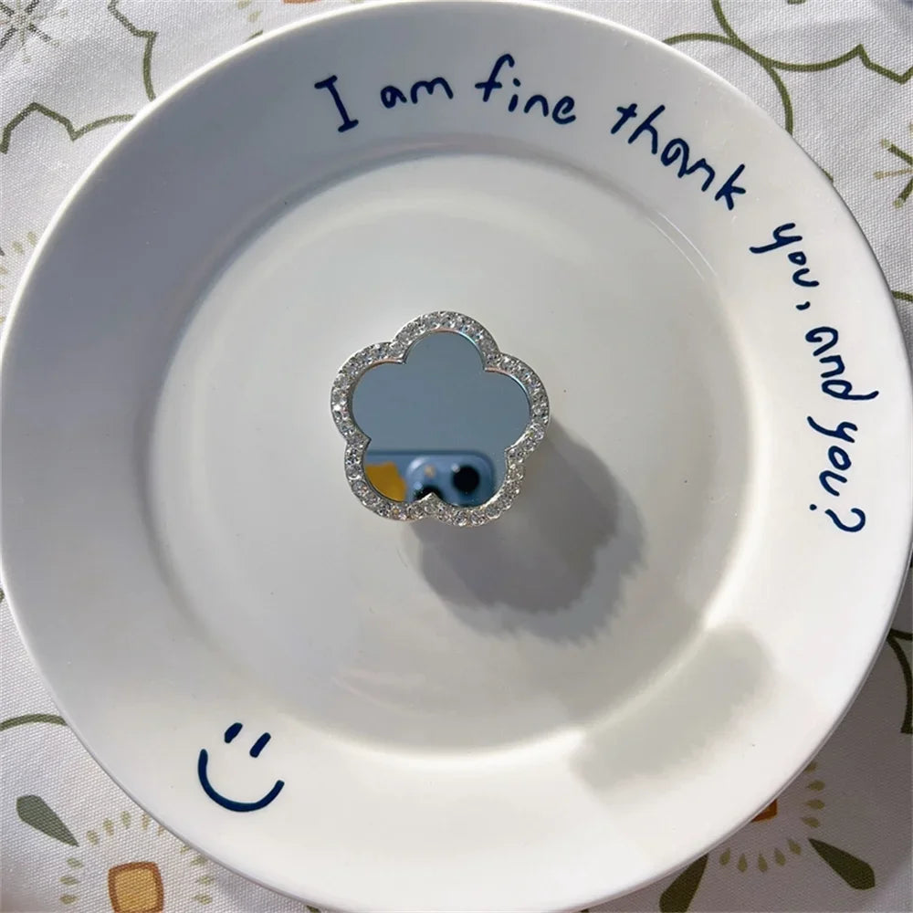 INS Korea 3D Diamond Mirror Griptok Bracket For iPhone 16 15 Lovely Macaron Universal Phone Holder Ring Support Stand Grip Tok