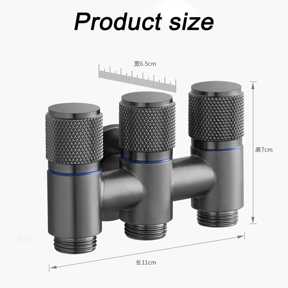Universal 1/2 Thread One Into Three Out Faucet Kitchen Stainless Steel Inlet Valve Fitting Valve Toilet Bathroom Fittings