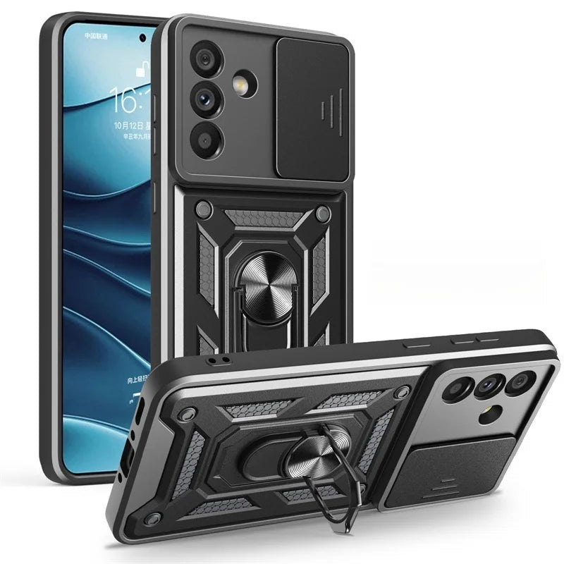 Armor Case For Samsung Galaxy S24 FE S22 S23 Plus S21 S25 Ultra S20 A54 A16 5G A56 A55 A35 A15 A05 A06 Slide Lens Protect Cover