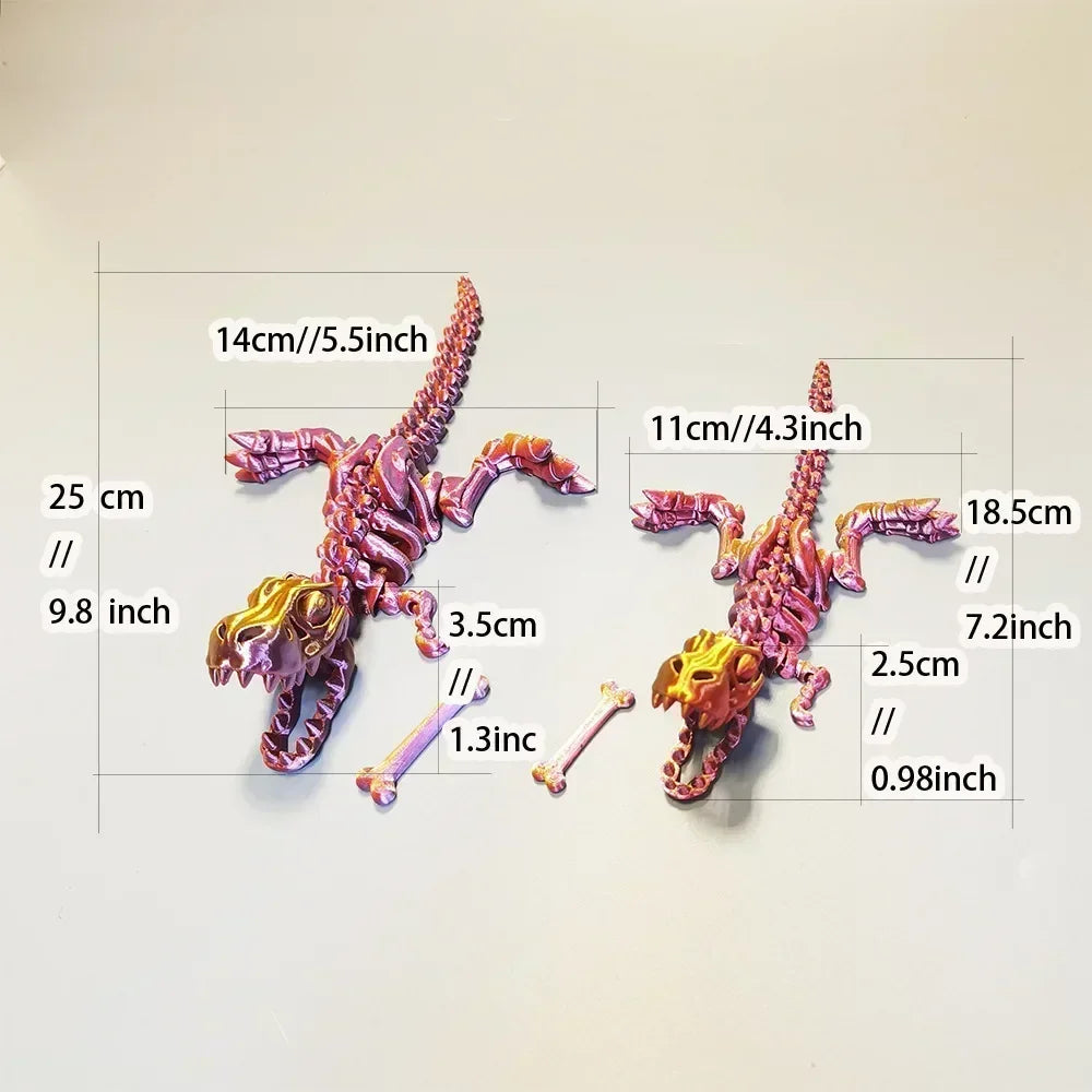10Pcs Tyrannosaurus Rex Fossil Dragon 3D Printing Skull Dragon Movable Joint Decoration Toy Can Stand Big-mouth Dinosaur Model
