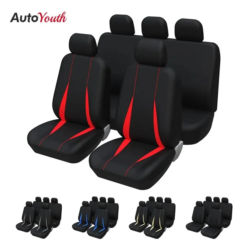 Car Seat And Headrest Covers Full Set-Universal Fit Elasticated Hems Machine Washable For Peugeot 208 For Hyundai i10 For fiesra