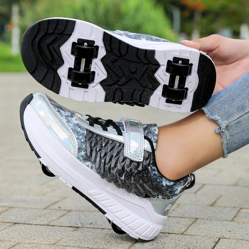 Kids Roller Skate Shoes Snickers With 4-Wheels Children Rollerskates Fashion Outdoor Sports Shoes Girls Boys Gifts