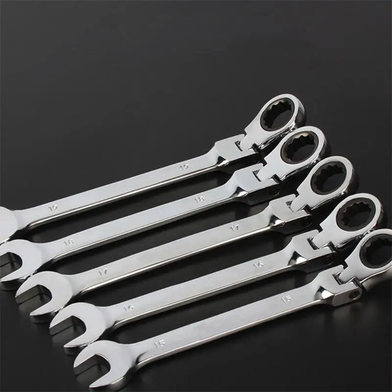 Metric Flex-Head Ratcheting Wrench , Chrome Vanadium Steel, Ratcheting Combination Wrench  Key Wrench for Car Maintenance