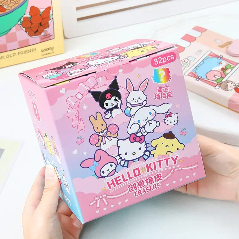 Sanrio Cartoon Eraser Rubber 32pcs Kawaii Students Stationery Kuromi Hello Kitty 3D Eraser Clean Tools School Children Gifts