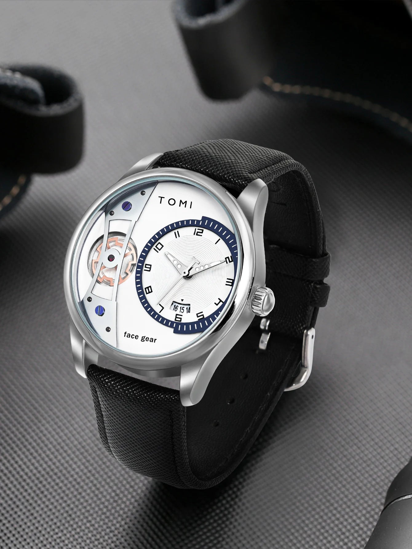 TOMI Set Gift Box for Men's Minimalist Business Quartz Watch Luxury Versatile Double Strap Detachable Watch Festival Gift