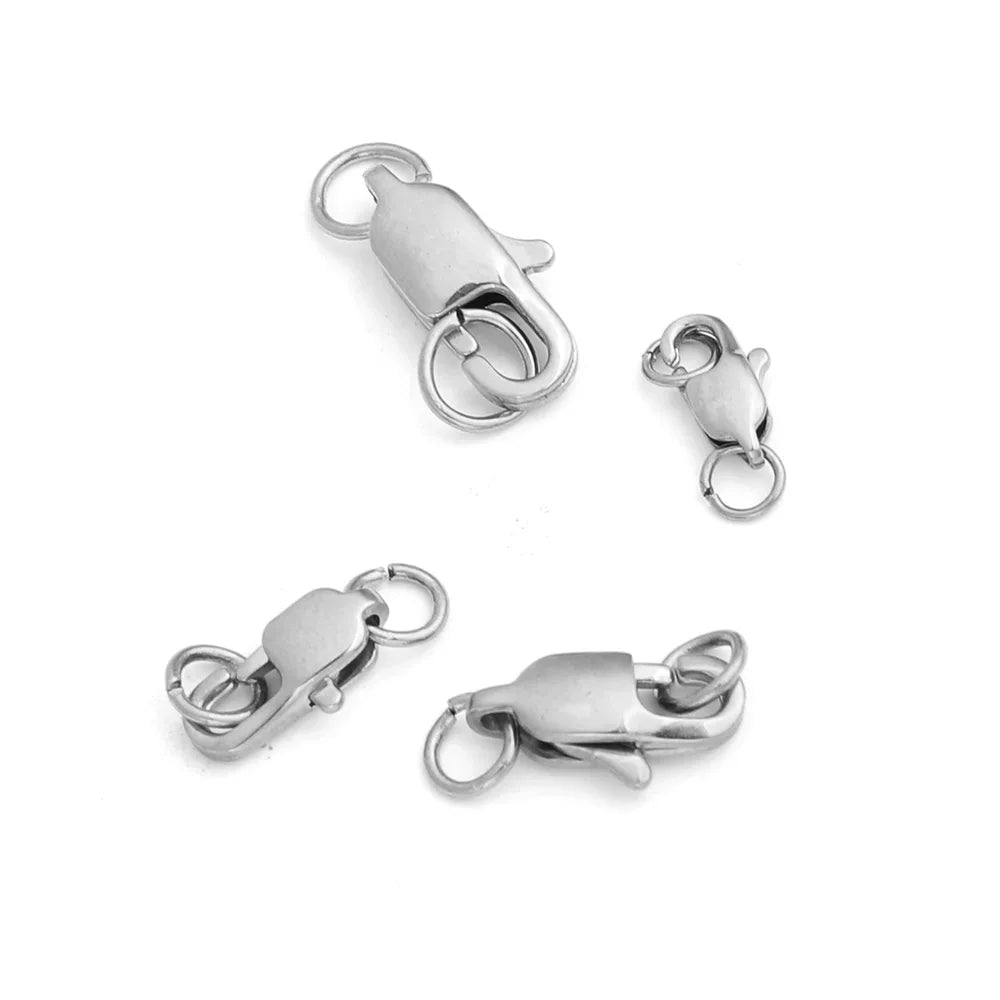 10pcs Gold Plated Stainless Steel Lobster Clasp with Jump Rings For Diy Chain Necklace Bracelet Jewelry Making Findings Suplies