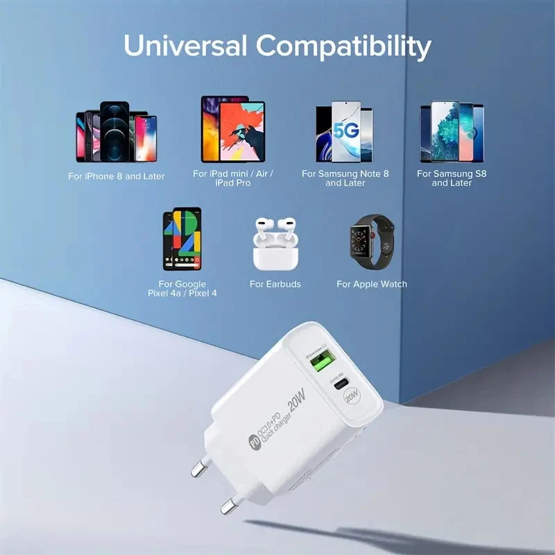 PD 20W Charger USB Type C Charger Phone Charger Fast Charging For iPhone 14 Xiaomi Samsung Quick Charge 3.0 USB C Power Adapter