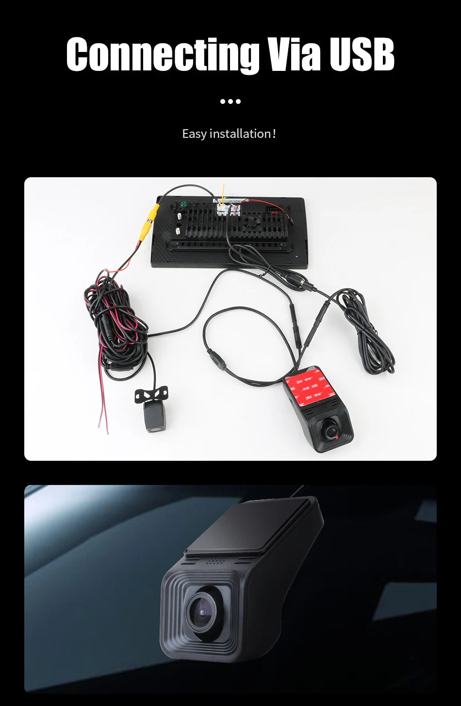 JMCQ USB ADAS Car DVR Dash For Android Auto Multimedia Player Front & Rear Dual Camera Loop Recording Motion Detection Cameras