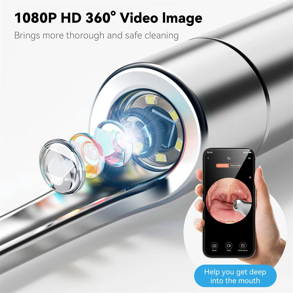Tonsil Stone Remover with Camera 1080P Tonsil Stone Remover Kit with LED Light Tonsil Cleaner with 5 Heads Tonsil Stone Syringee