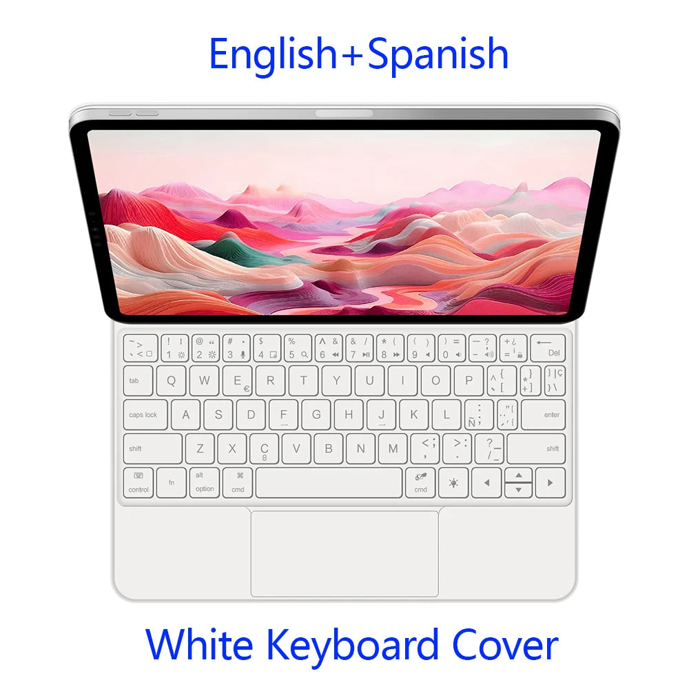 AJIUYU Magic Keyboard Folio For iPad Pro 11 inch (M4) 2024 A2836 A2837 Smart Magnetic Case Multi-touch Backlight Keyboard Cover