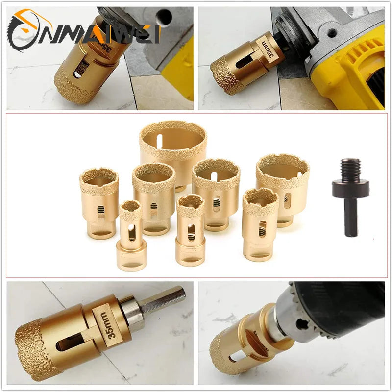 M14 Diamond Core Bit Set For Stone Granite Glass Marble Angle Grinder Bit Porcelain Tiles Crowns Set Matel Crowns 9PCS