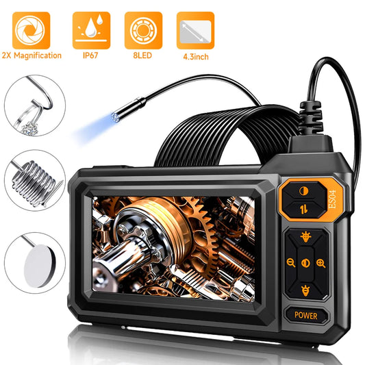 Industrial Endoscope Camera 4.3inch IPS Screen Sewer Pipe Inspection Camera for Car Repair IP67 Waterproof Probe Borescope