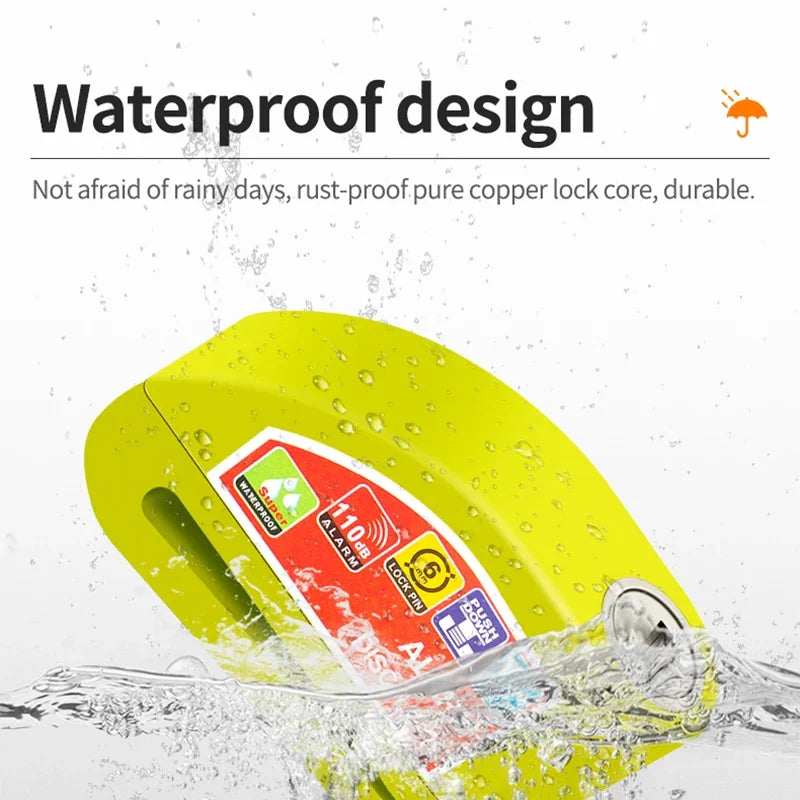 Motorcycle Scooter Bicycle  Alarm Lock Wheel Disc Brake Waterproof Anti-Theft Aluminum Alloy Safety Brake Lock Moto Aaccessories