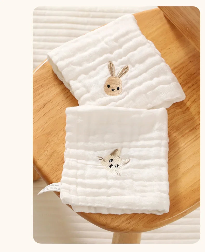 6 Layer Cotton Embroidery Baby Saliva Towels Hand Face Wipes Newborn Bib Kids Handkerchief Toddler Soft Washcloth Burp Cloth