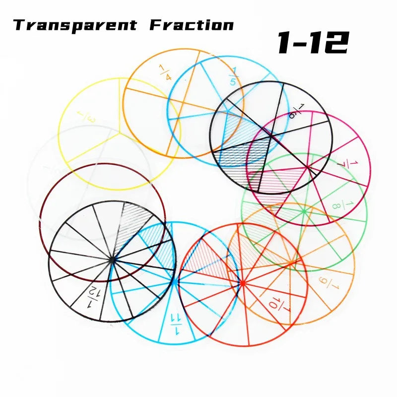 12Pcs Plastic Score Question Demonstrator Round Shaped Addition And Subtraction Instrument Student Fraction Teaching Education T
