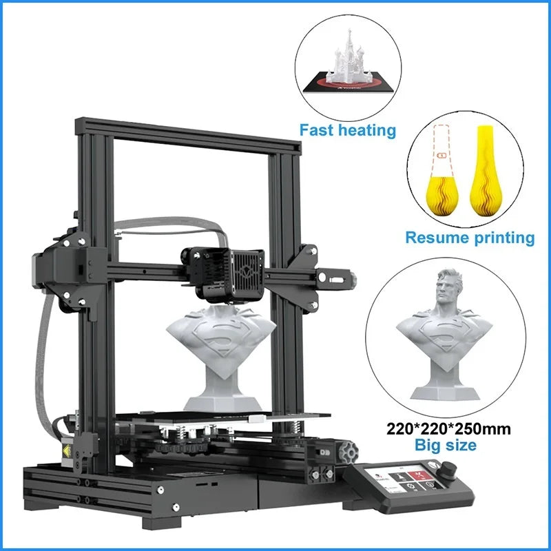 Go Aquila 3d Printer Silent Mainboard DIY 3d Printer Kit Open Source 220*220*250mm Carborundum Building Bed Resume Printing