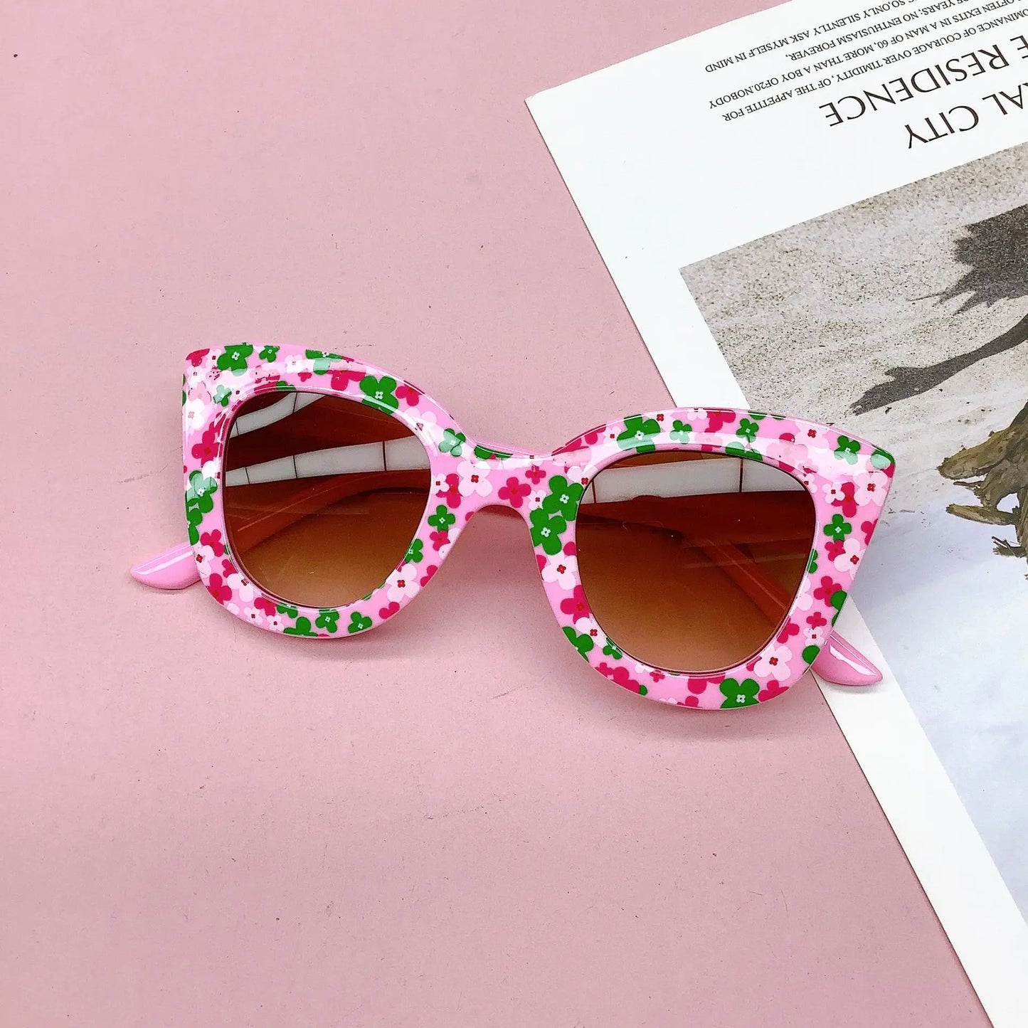 Fashionable New Travel Bag Flower Children's Sunglasses Anti UV Baby Boys And Girls Eye Protection Glasses