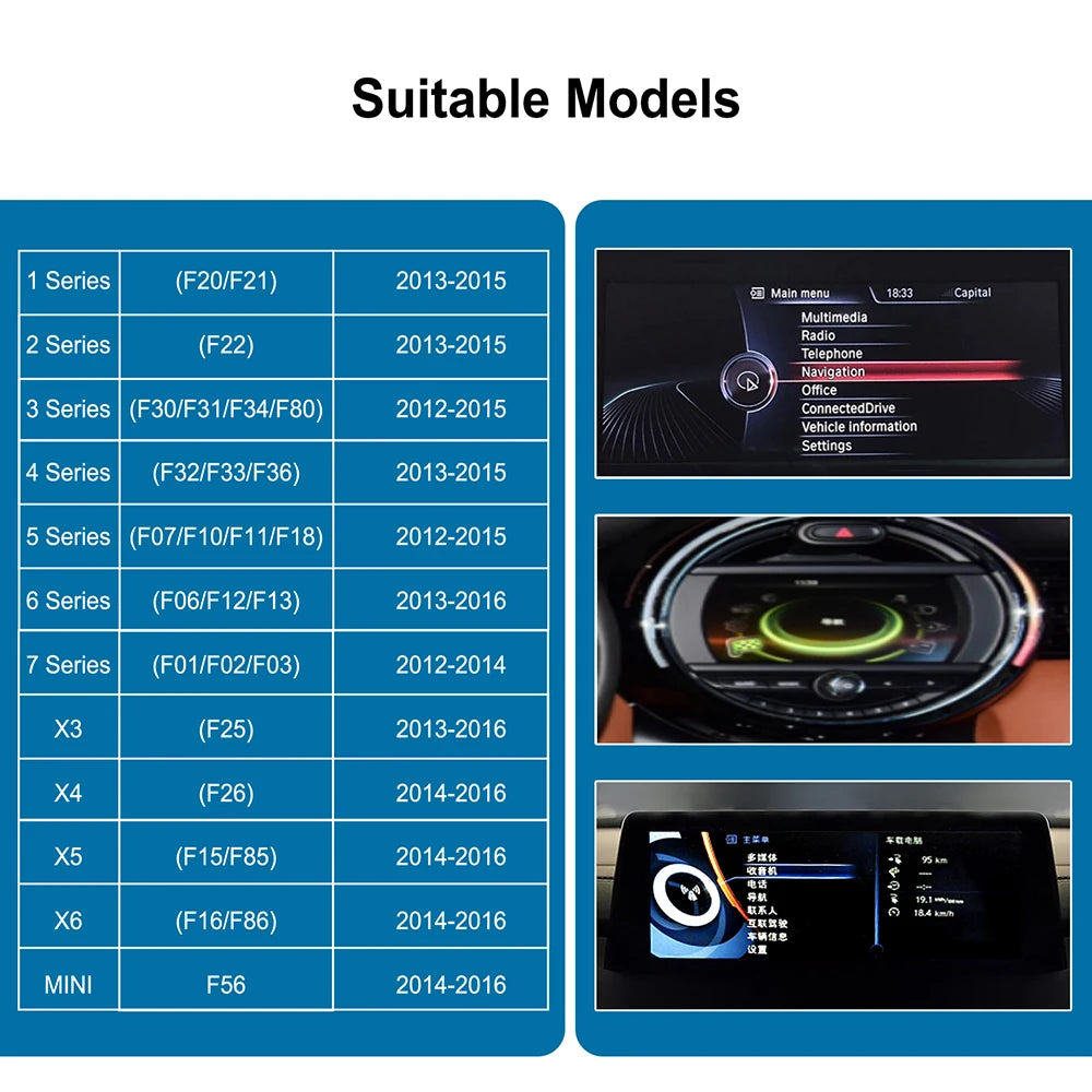 Wireless CarPlay Android Auto for BMW NBT CIC System 1 2 3 4 5 6 7 Series X1 X3 X4 X5 X6 MINI E60 E84 E70 F26 F25 F10 F11F20 F21