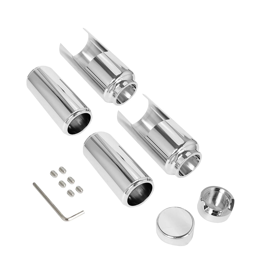 Black/ Chrome Motorcycle Front Upper Lower Fork Cover Tube Cap Set Aluminum For Harley Softail FXBR/S Breakout 107 114 2018-2022