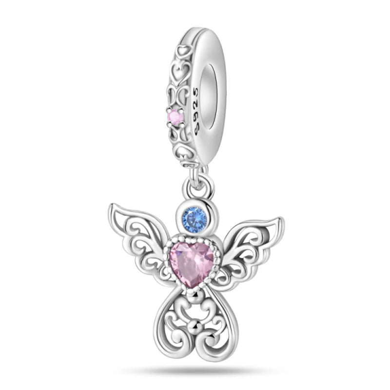 925 Sterling Silver Princess Powder Series Exquisite Daily Bow Sweet Charms Beads Fit Pan Original Bracelets DIY Jewelry