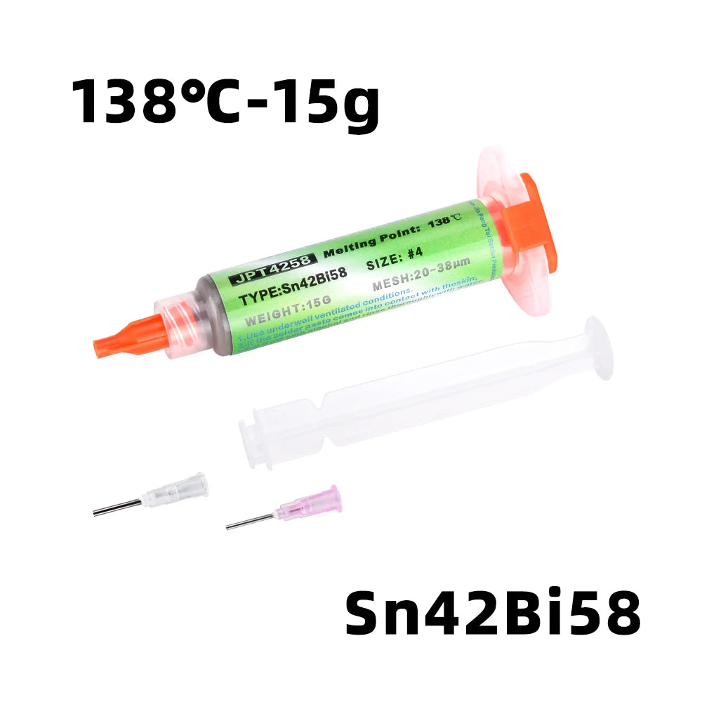 Sn42Bi58 SMD Welding Paste 138 ℃ Low Temperature Lead-free Syringe No Clean Solder Paste For Phone Component Repair