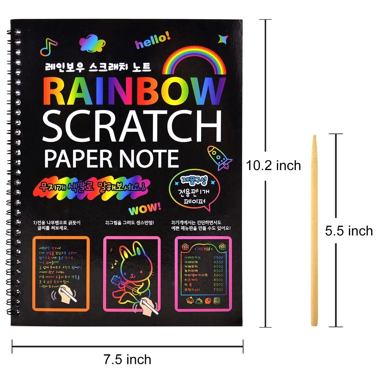 2PCs Rainbow Scratch Paper Children's Scratch Book Art Book DIY Rainbow Art Paper Card Neon Scratch Book Grafitti Colouring Book