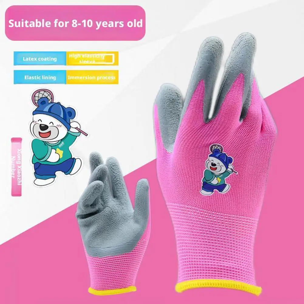 Gardening Gloves Kids Durable Waterproof Garden Work Gloves Non-Slip Children Safety Yard Work Gloves Portable Garden Supplies