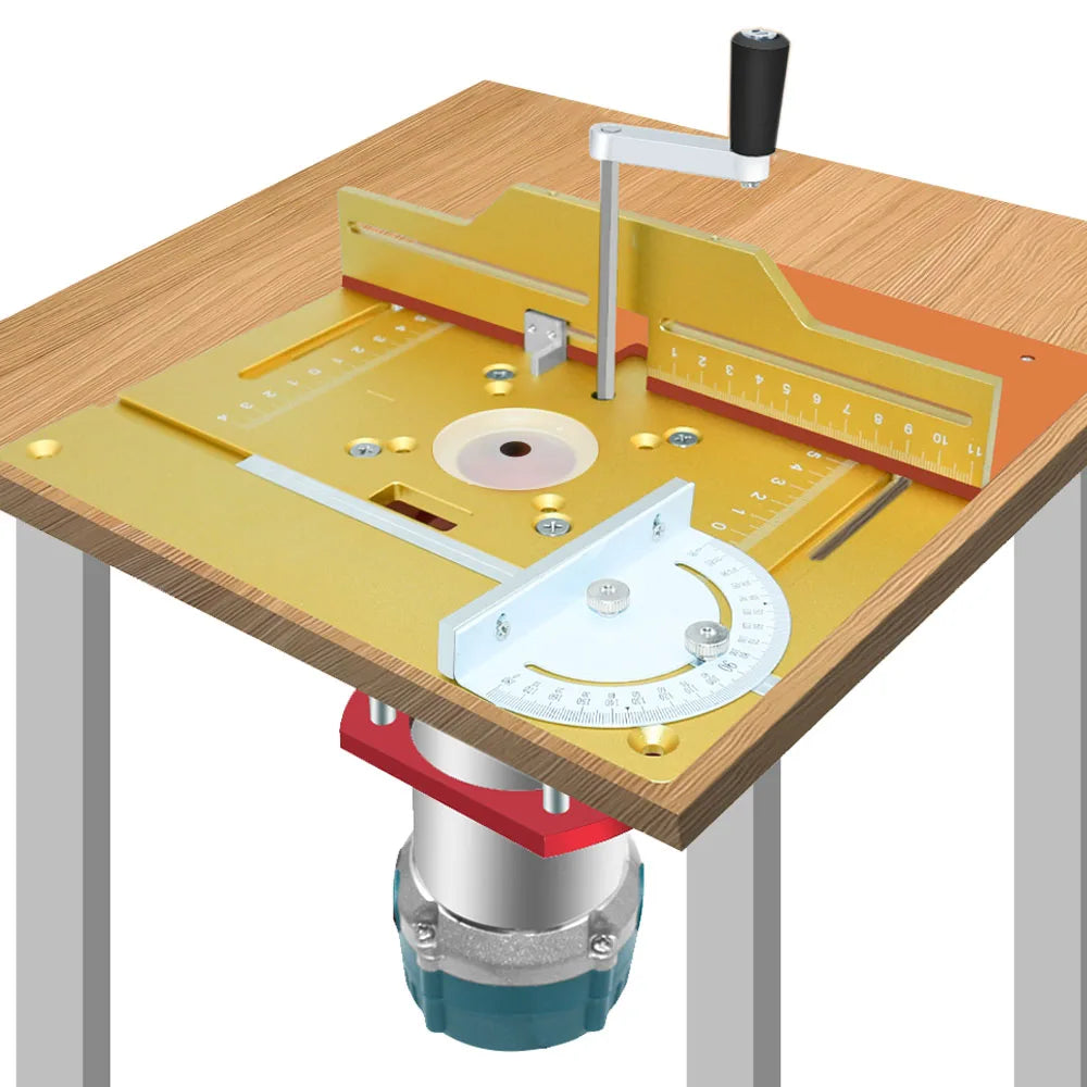 Upgraded Aluminium Router Table Insert Plate Woodworking Tool Set with Miter Gauge and Sliding Tenoning Fence for Router Table