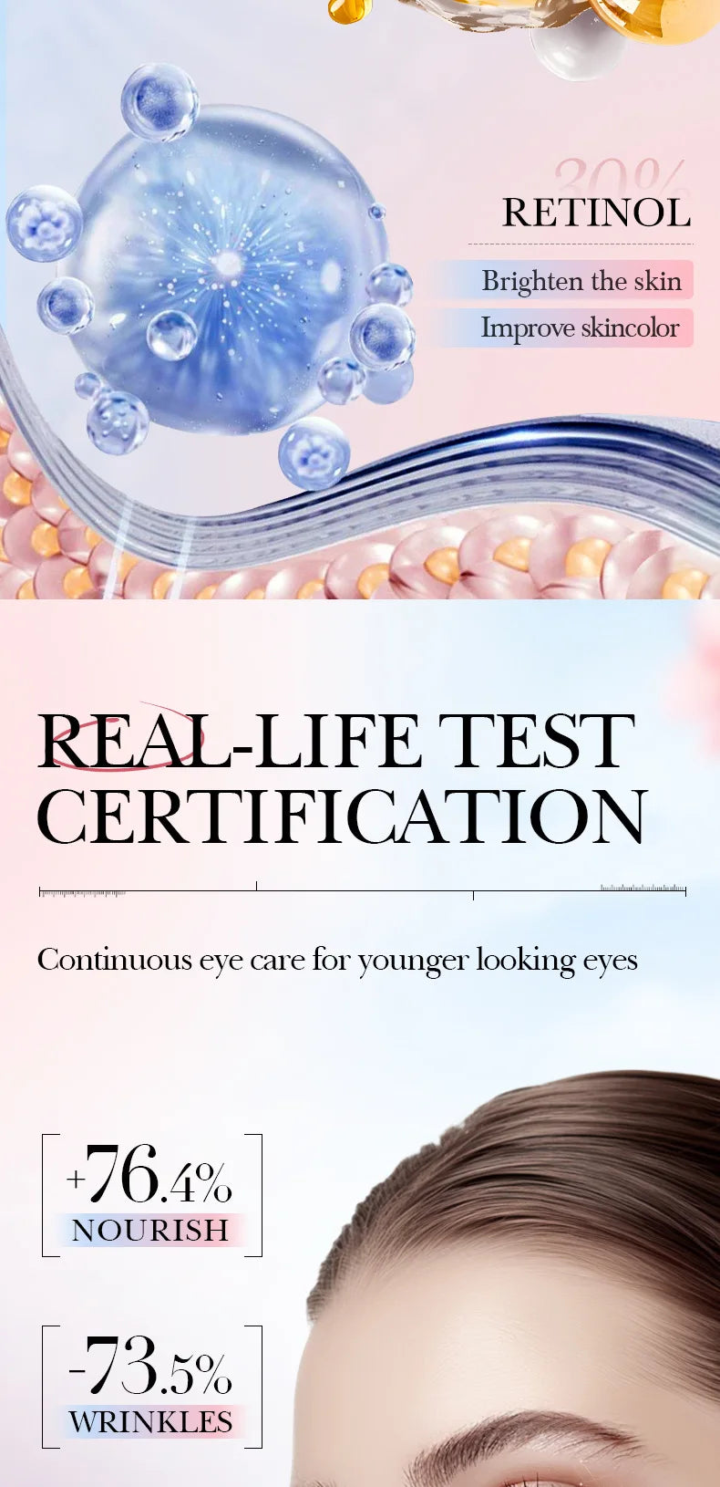 Instant Eye Bag Removal Cream Retinol Anti-Wrinkle Fade Fine Lines Firming Skin Anti Dark Circle Puffiness Brighten Eye Care