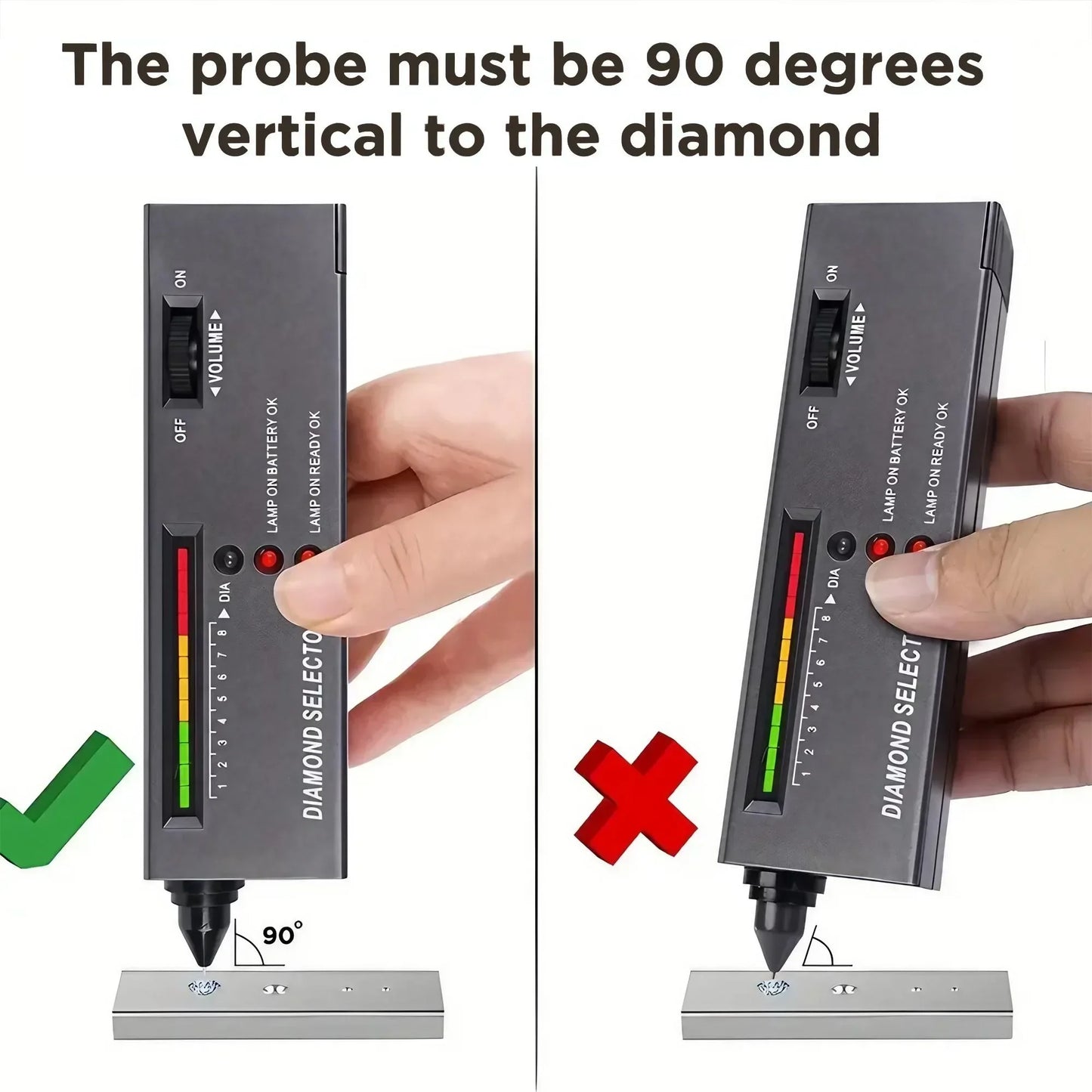 Portable Diamond Tester LED Indicator Gemstone Selector Tool Accurate Reliable Jewelry Jade Ruby