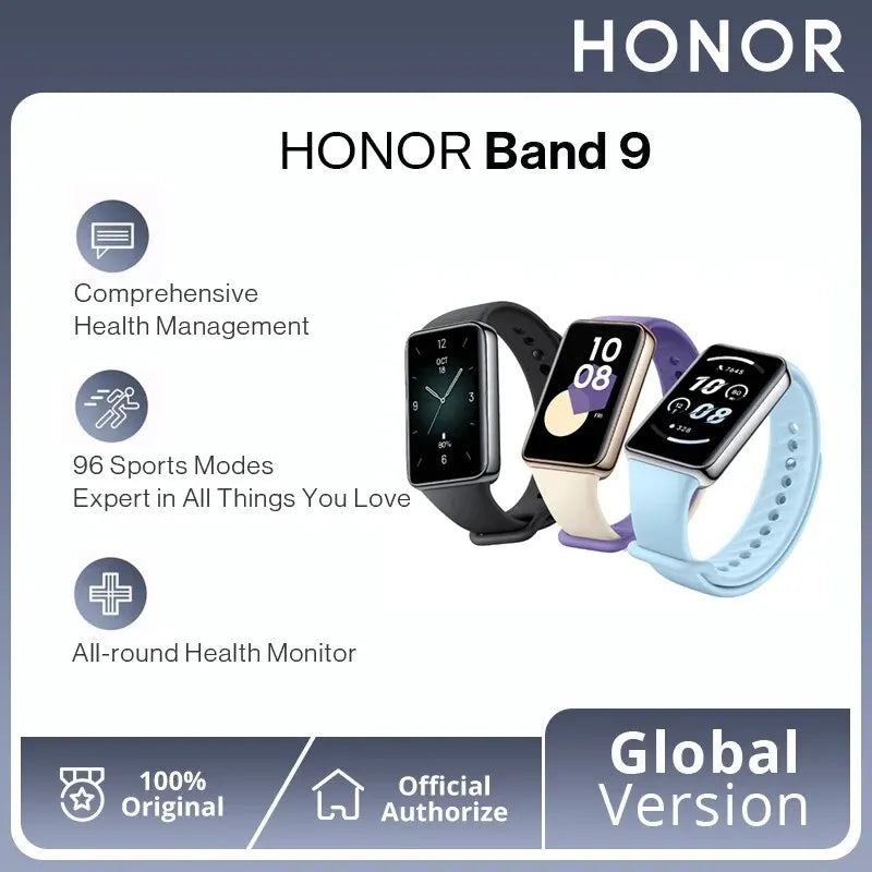 HONOR Band 9 1.57 Inches AMOLED 60Hz Display 14-Days Battery 96 Workout Modes All-day Monitor