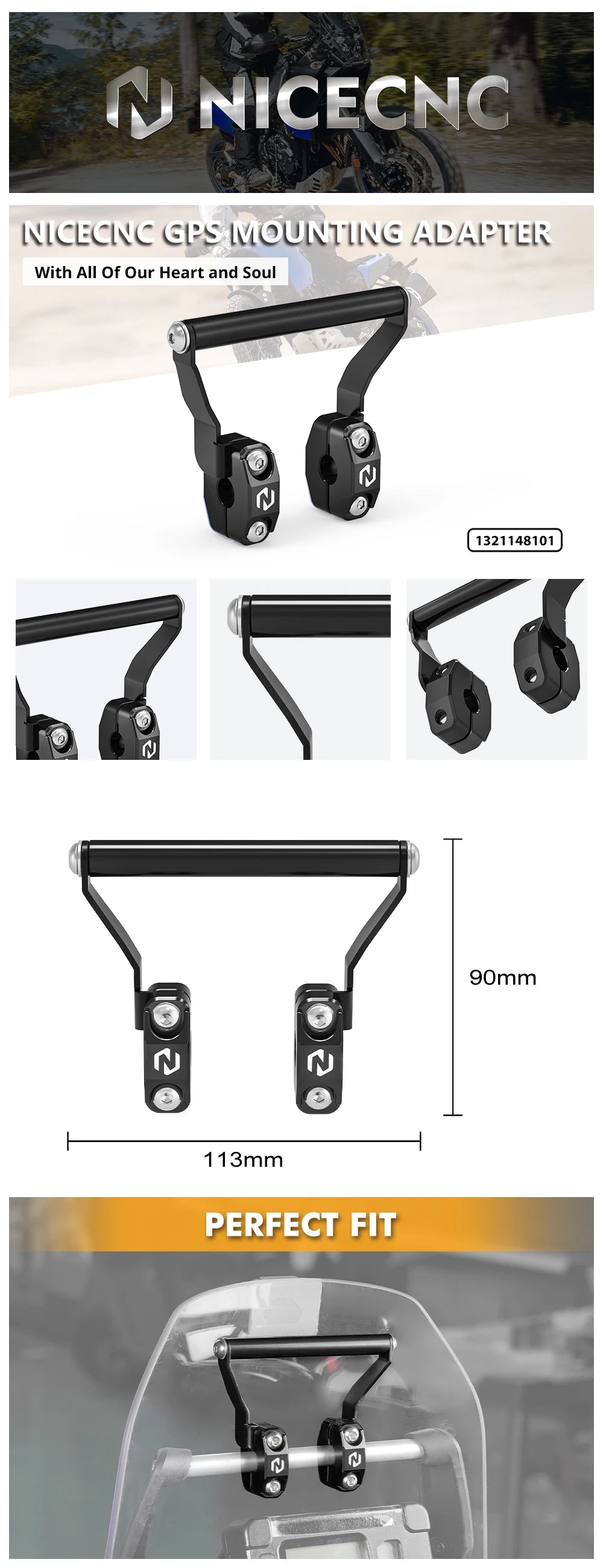 12MM Motorcycle GPS Mount Bracket For Yamaha 2019-2024 2023 Tenere 700 T700 XTZ700 Aprilia Tuareg 660 2022-2024 Tenere 700 Rally