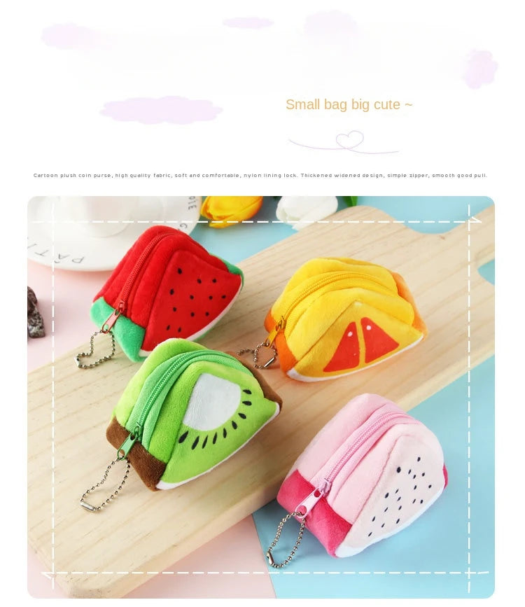 Cartoon Fruit Creative Plush Three-dimensional Coin Wallet Storage Bag School Bag Hanging Children's Holiday Gifts
