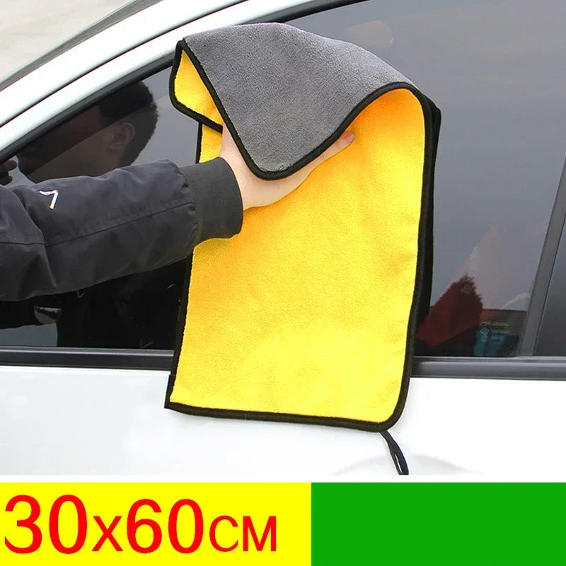 1/5Pcs 30X60cm Car Microfiber Cleaning Towels Thicken Double Layer Soft Drying Cloth Towel Car Care Detailing Towel Wash Rags