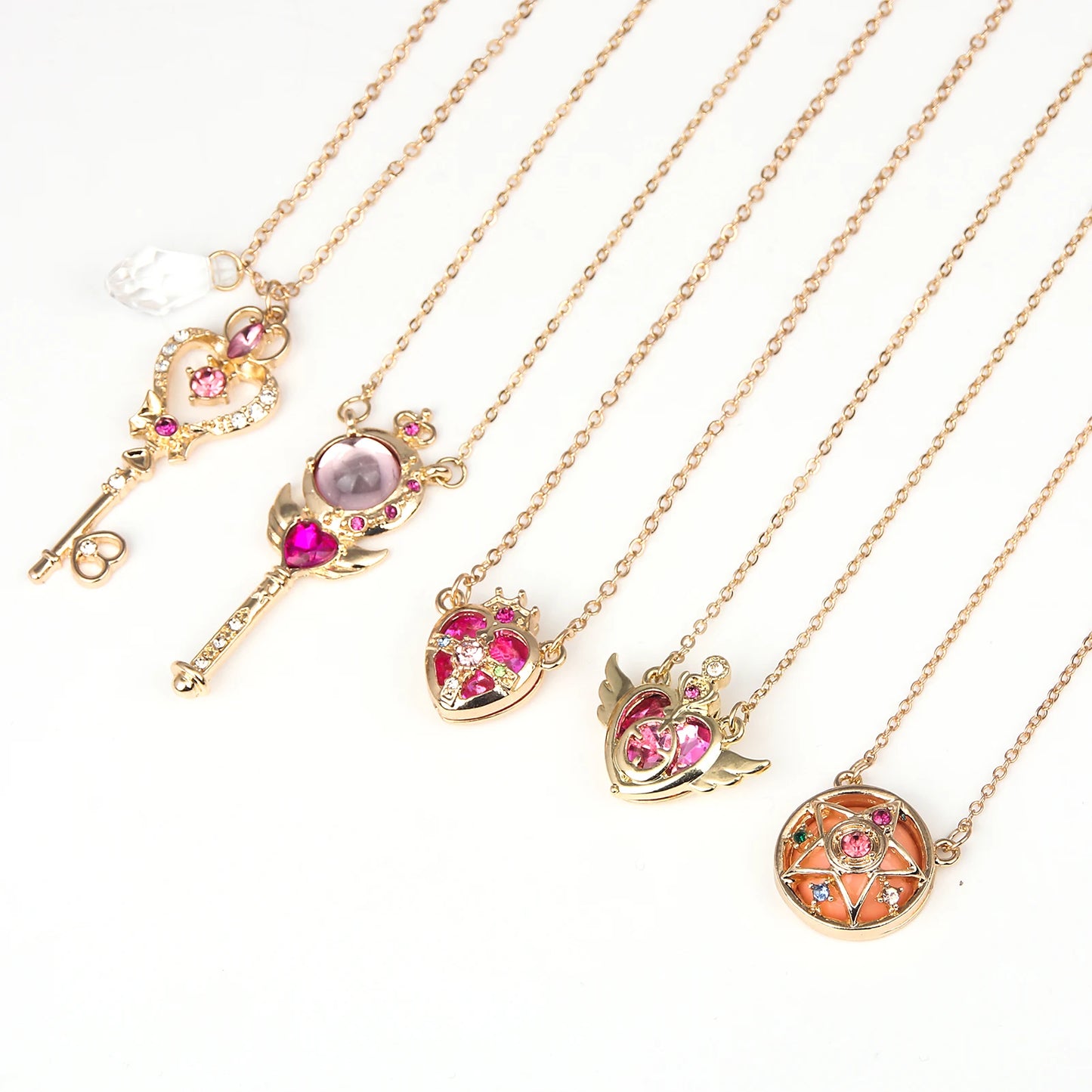 Anime Sailor Moon Necklace Love Wings Magic Stick Pendant Necklace Girl Jewelry Gift Cosplay Prop Choker