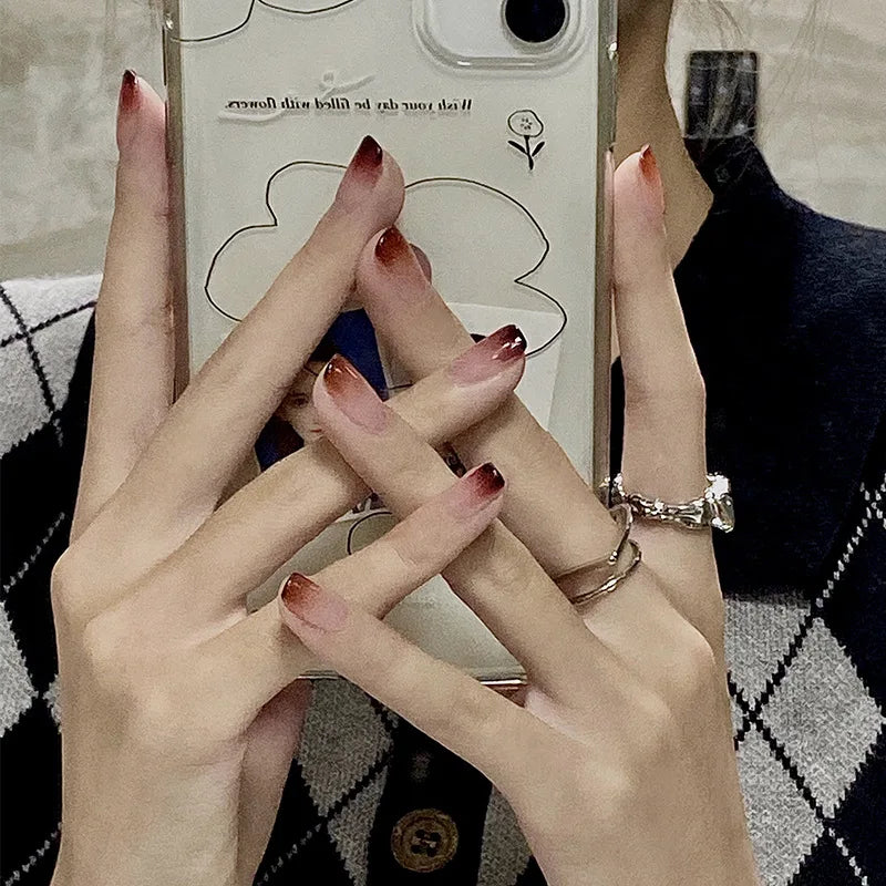 24Pcs/Box Short Square Head Wearing False Nails Art Clouds Stars Pattern Fake Nails Full Cover Press on Nail Tips Manicure Tools