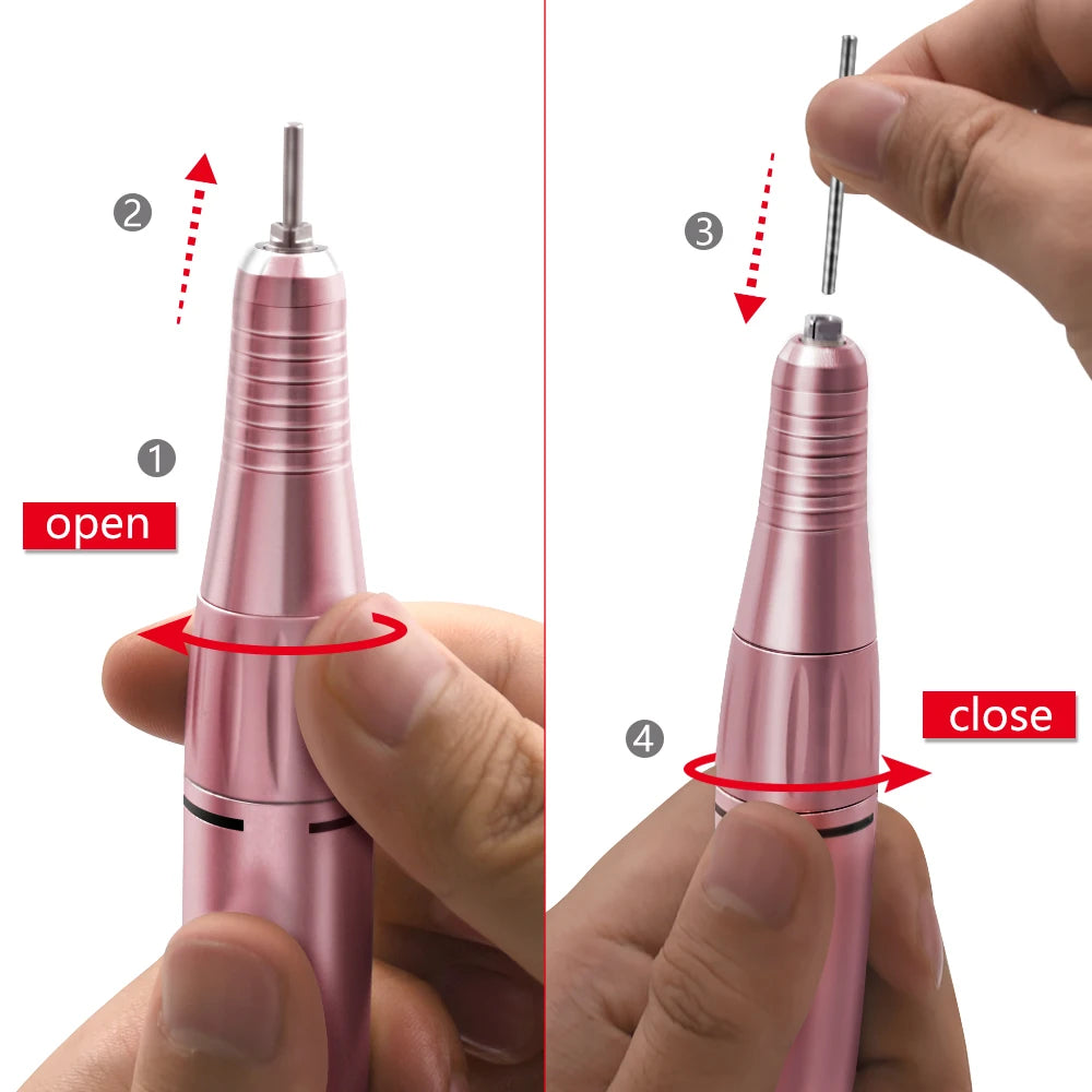35000 RPM DC & 3 PIN Electric Nail Drill Pen Handle File Polish Grind Machine Handpiece Manicure Tool Nail Drill Accessories