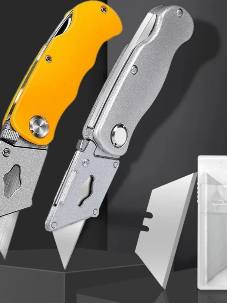 Utility Knife Electrician Retractable Sharp Cut Heavy-duty Folding Knife Aluminum Plastic Handle Blade With Lock Portable Set