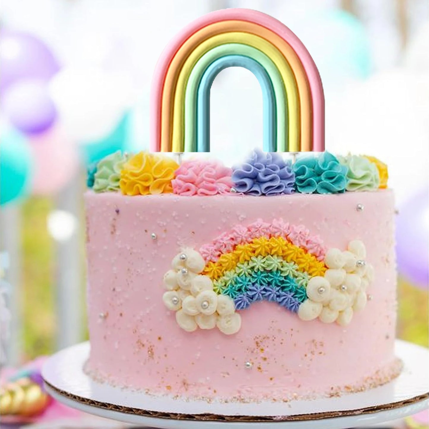 Rainbow Cake Toppers,Three-Dimensional Cloud Rainbow Design Cake Picks for Party Birthday Wedding Cake Decorations Supplies