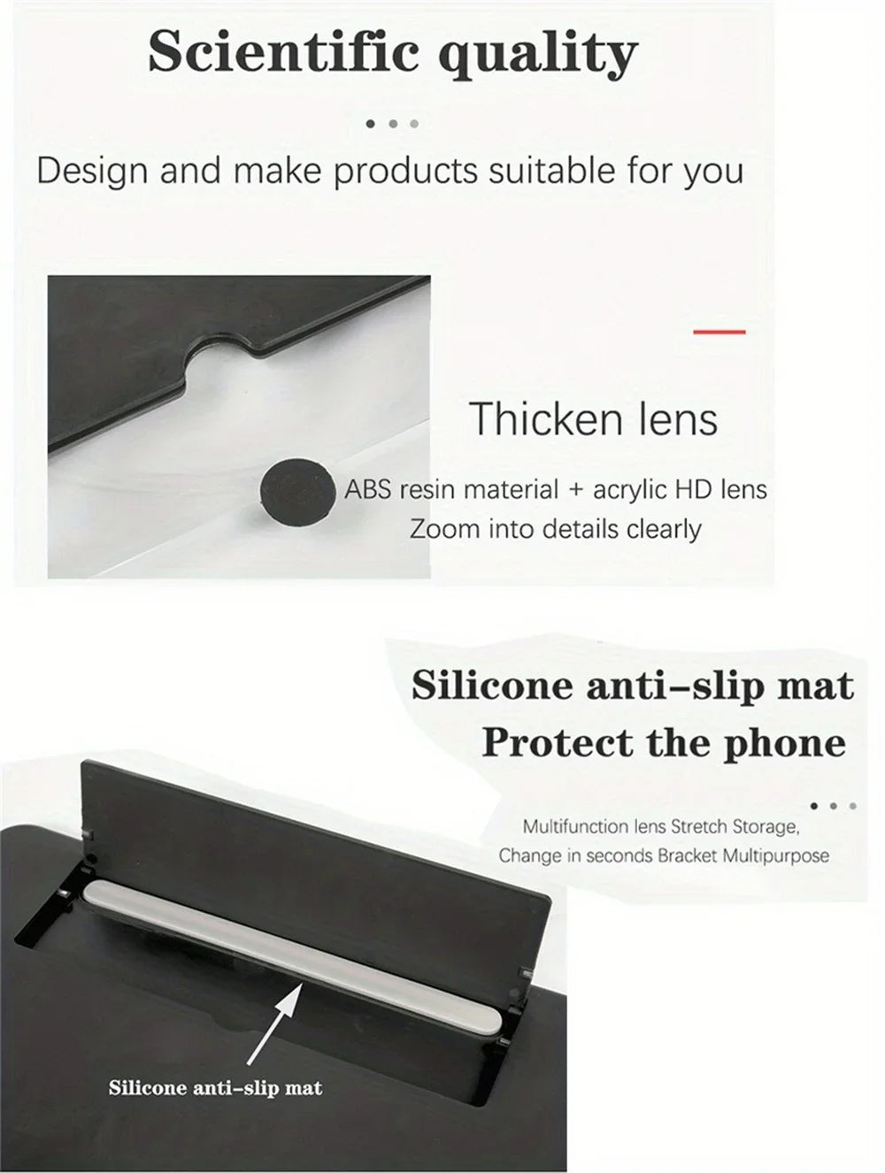 2025 Newest 12/10 inch HD Mobile Phone Screen Video Magnifier 3D Screen Amplifier For Phone Holder Enlarged Screen Phone Stand