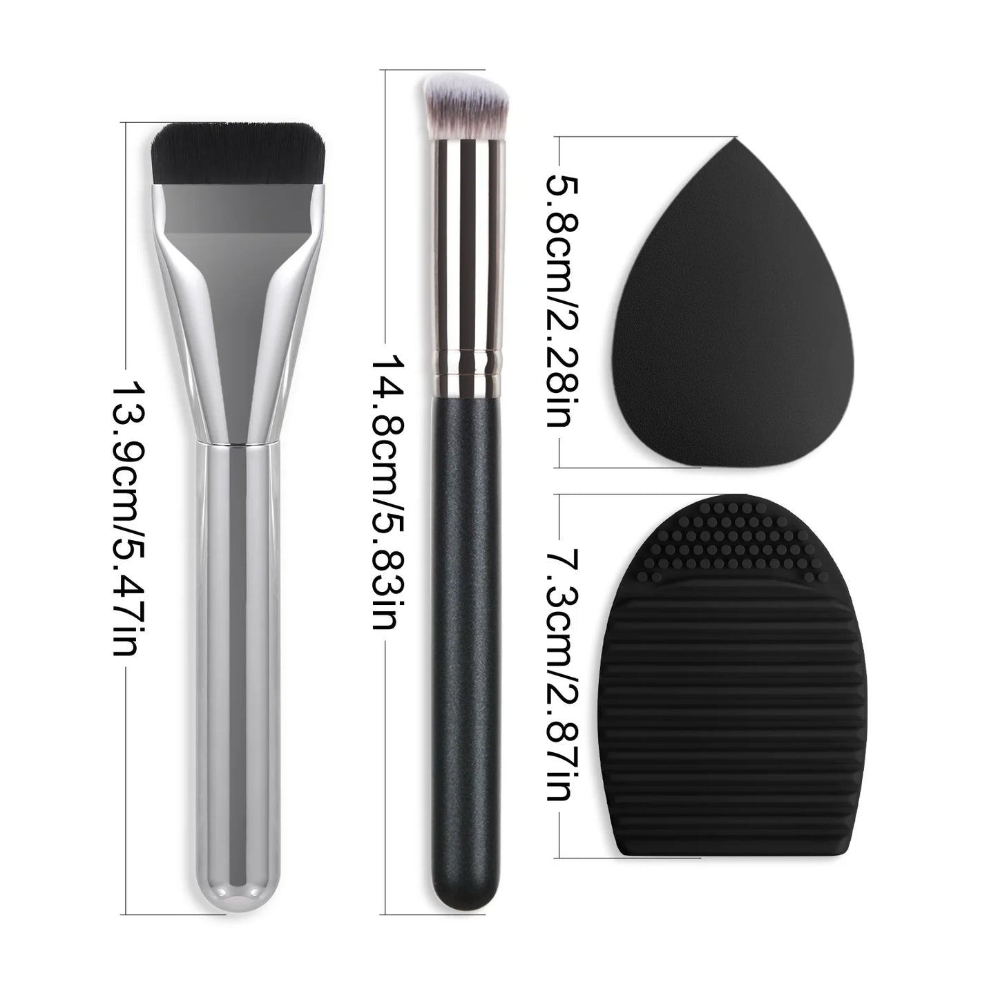 Ultra Thin Foundation Brush Makeup Mixing Palette with Spatula Flat Face Contour Brush Cosmetic Puff Blender Beauty Makeup Tools
