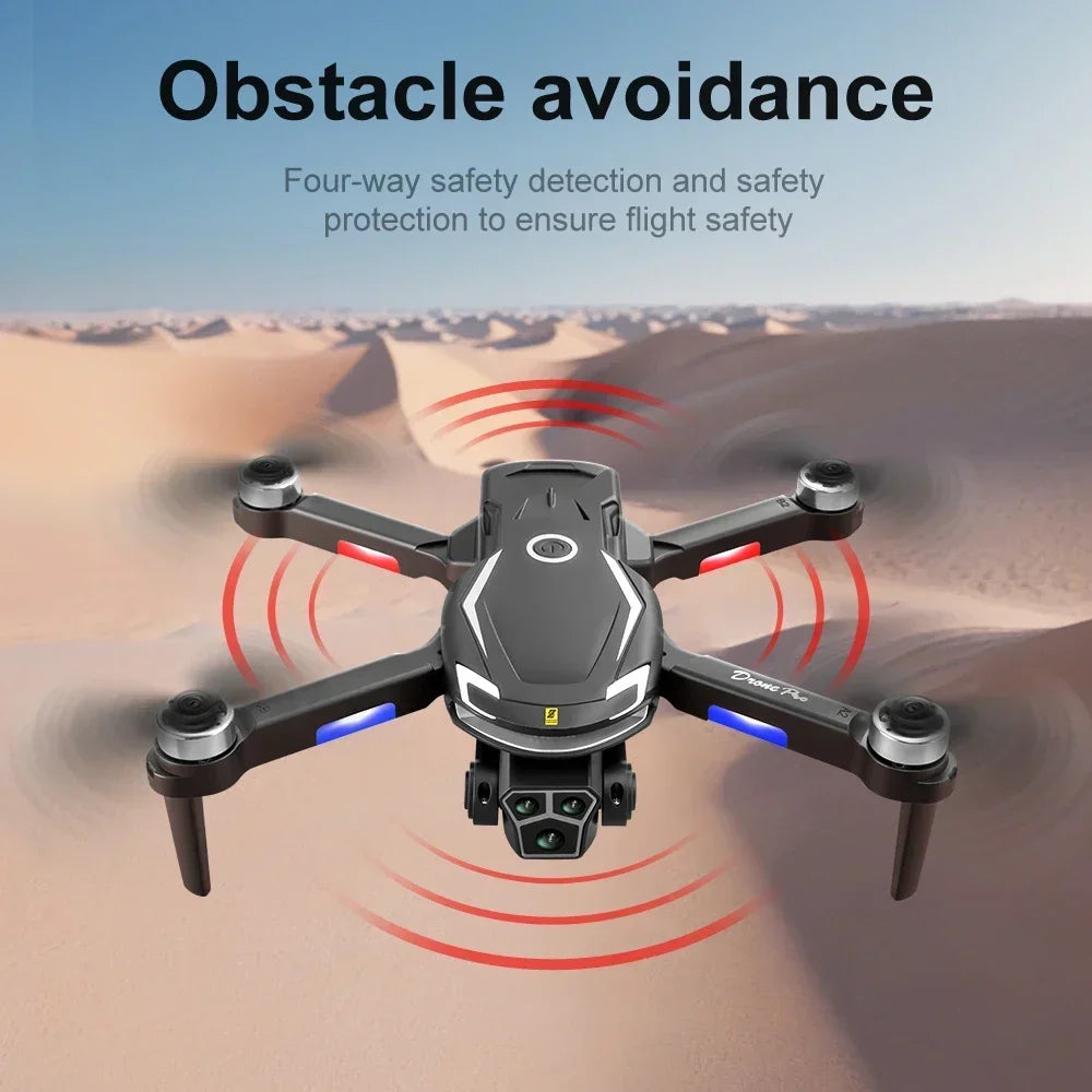 New V888 Brushless Drone 8K Professional HD Triple Camera Obstacle Avoidance No GPS Optical Flow Positioning RC Quadcopter Toys