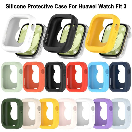 Cover Silicone Case Shell Anti-Scratch Screen Protector Bumper Accessories Protective Frame for Huawei Watch Fit 3 Smart Watch