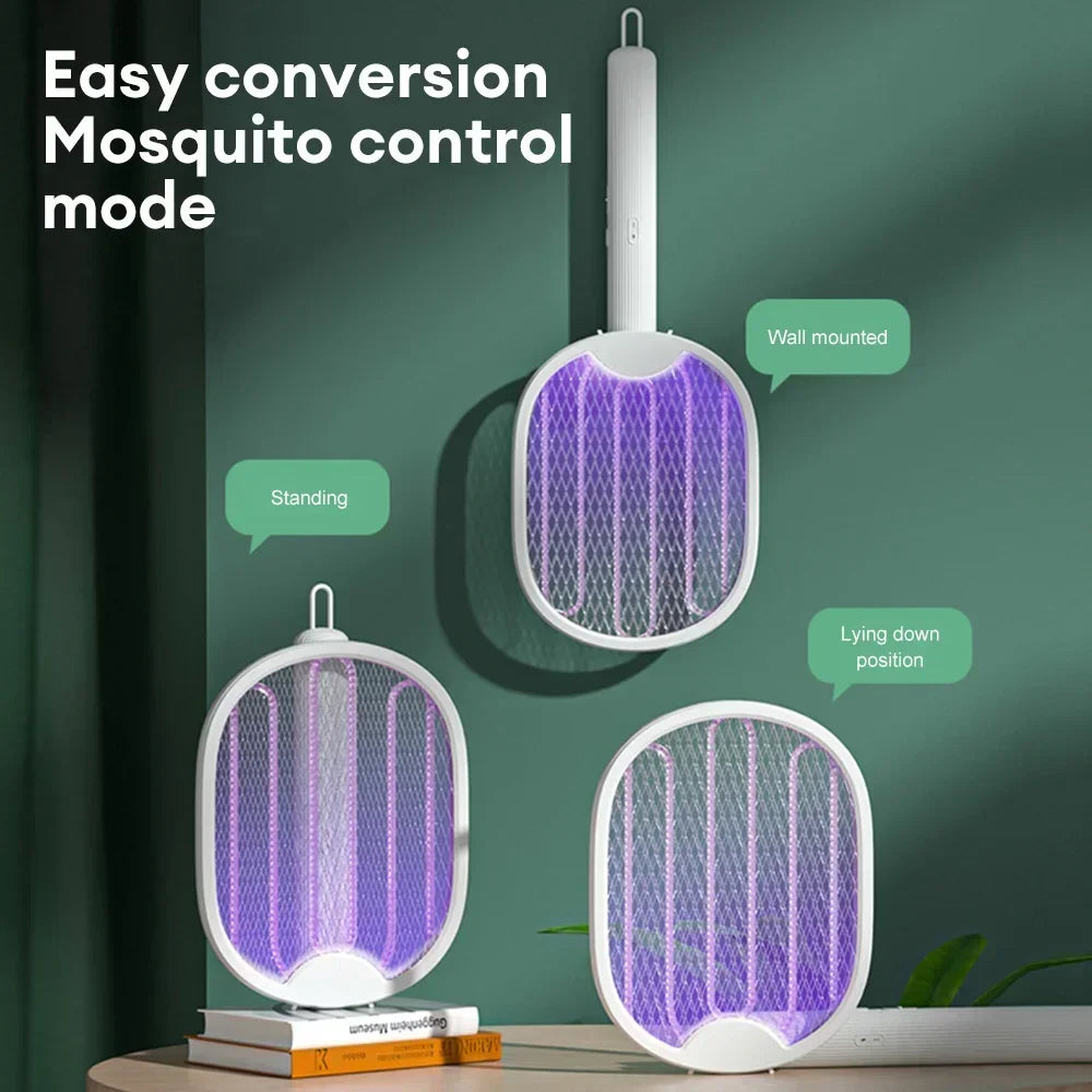 Foldable Electric Mosquito Killer USB Rechargeable Fly Trap Mosquito Swatter Racket Insect Killer With UV Light Bug Zapper 3500V