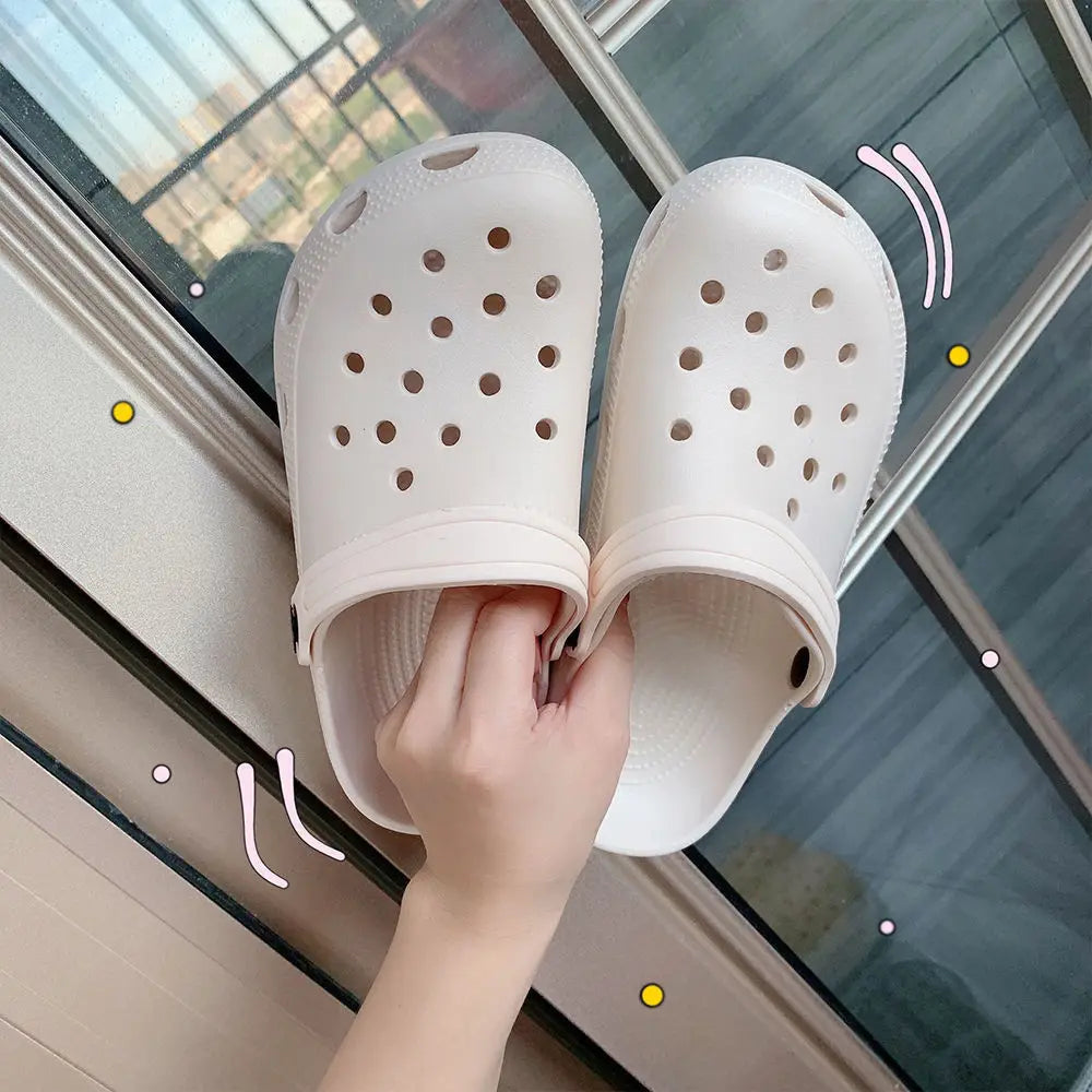 1pc Ins Trendy Thick Bottom Toe Cap Outdoor Non- Nurse for Women Two-way Sandals Summer Beach Hole Shoes