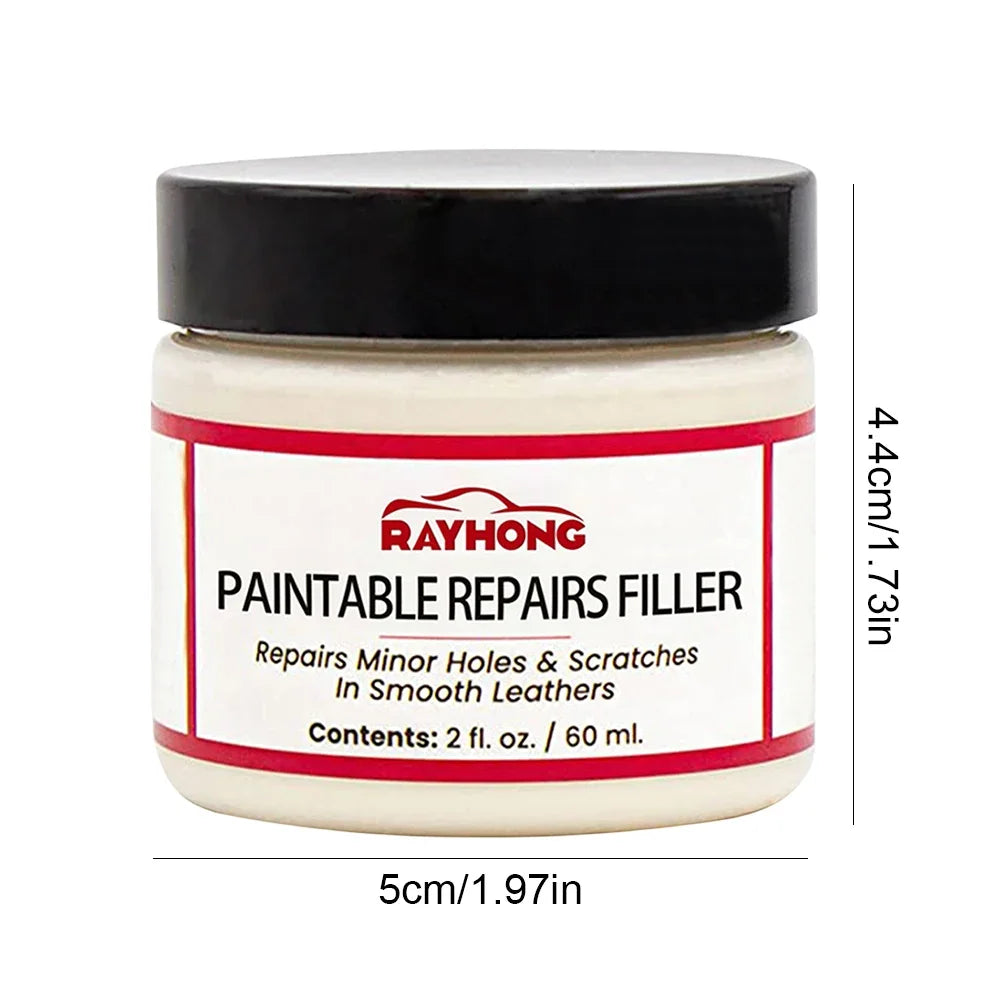 60ml Leather Filling Paste Car Seat Scratch Repair Paste Compound Natural Leather Restoration Cream Crack Burns Holes Filler